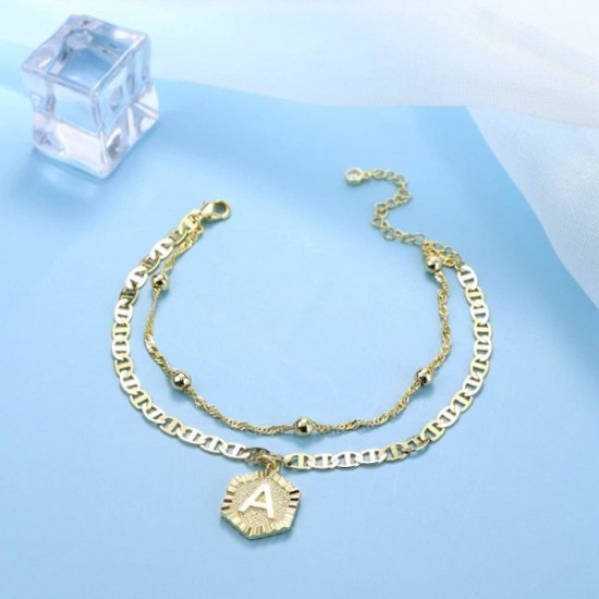 Letter Initial Bracelets For Women Layered Personalized Bracelet Charm Chain Dainty Bracelet Gift For Women Letter Initial Bracelets For Women Layered Personalized Bracelet Charm Chain Dainty Bracelet Gift For Women